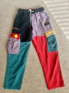 AELFRIC EDEN "BACK TO 90'S" PATCHWORK COLOR BLOCK CORDUROY PANTS - Size Small